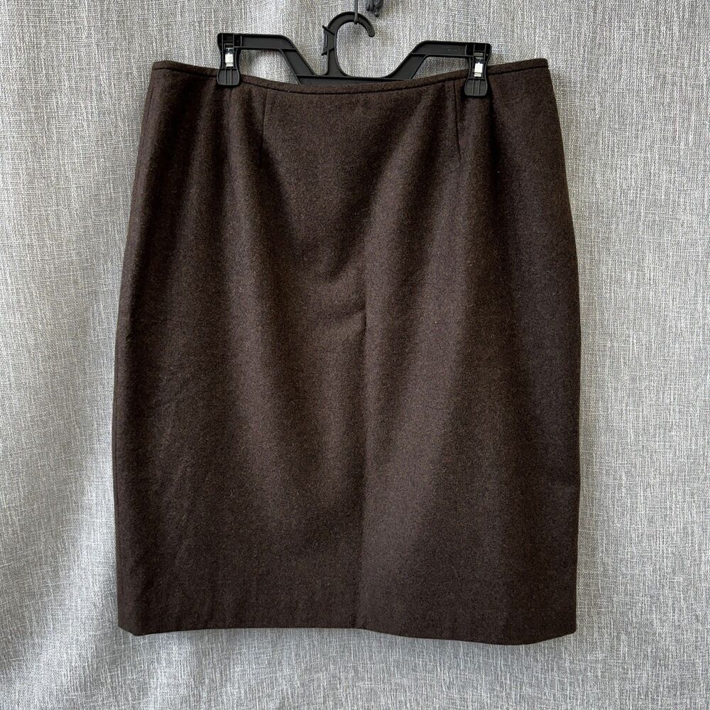 Le Suit Chocolate Brown Wool Blend Lined Pencil Skirt Size 16 Business Career